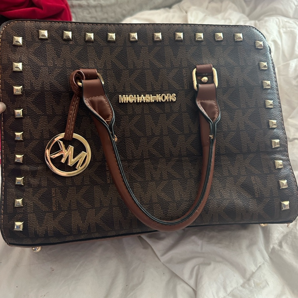 Michael Khors brown studded bag